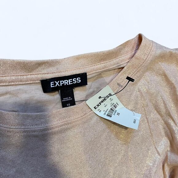 Express Women's Peach and Cream Shirt - Picture 4 of 6